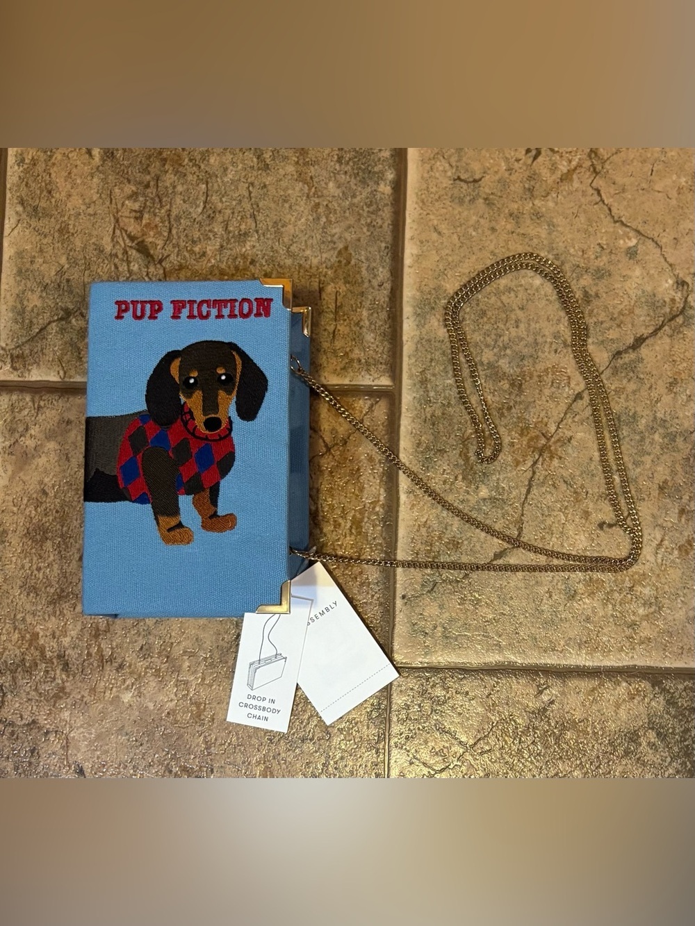 NWT Free Assembly Pup Fiction Dachshund Mini Crossbody Clutch Handbag
